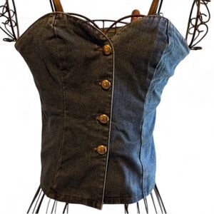 Sincerely Jules Dark Denim Button-Down Corset Top- NWT